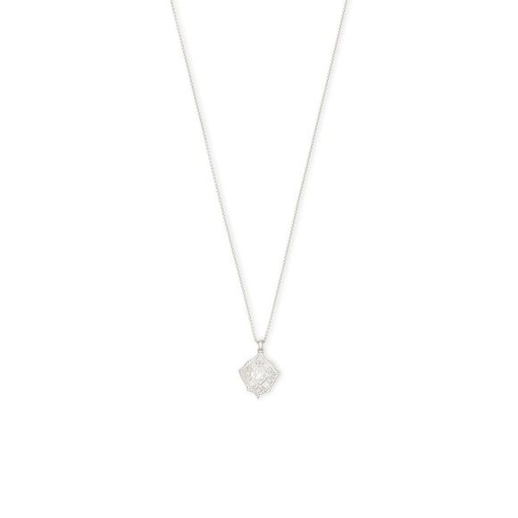 Kendra Scott | Silver Kacey Long Pendant Necklace in Filigree | NEW - Picture 4 of 8